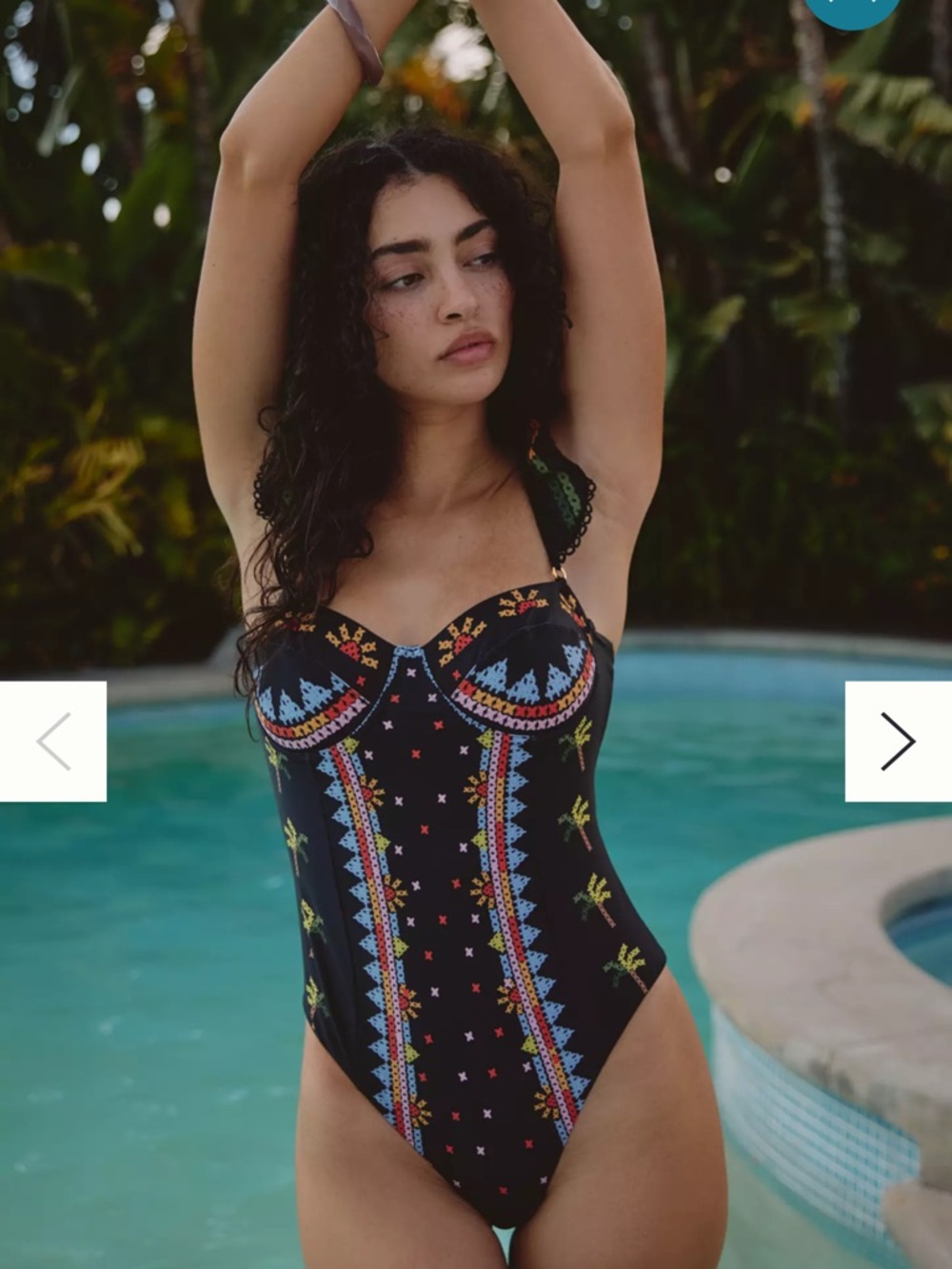 NWT Farm Rio x Anthropologie Geo Printed One-Piece Swimsuit Size Small